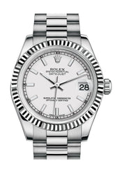 Rolex Datejust 31 White Dial Fluted Bezel 18K Gold President Ladies Watch 178279 / None